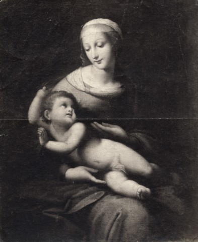 Anonimo — Anonimo - sec. XVI - Madonna con Bambino (copia da Raffaello) — insieme
